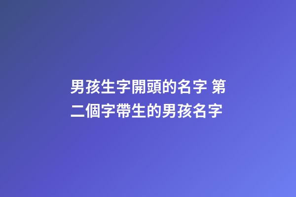 男孩生字開頭的名字 第二個字帶生的男孩名字